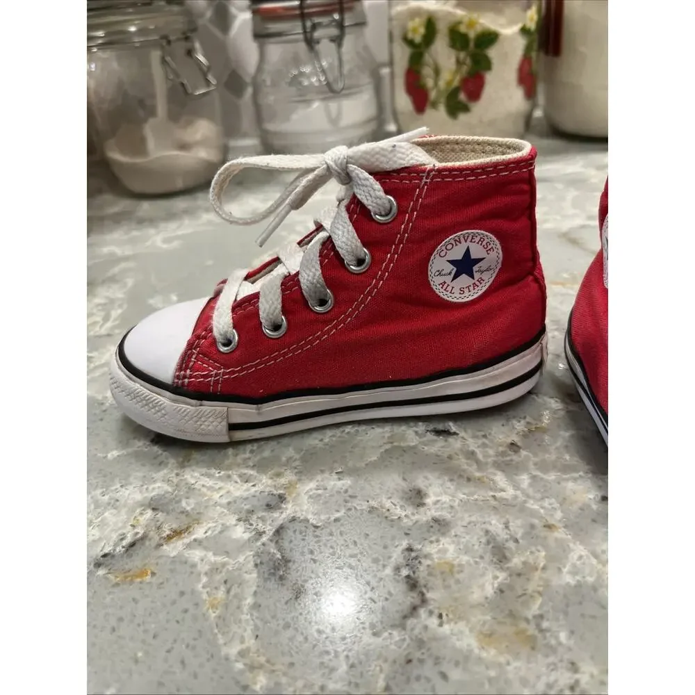Converse Kids Chuck Taylor All Star High Top Shoes Red Size 7 Unisex Classic Kid